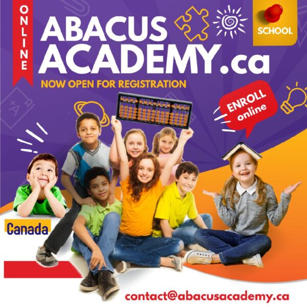 Abacus class for 2-8 children (group) 3hr/week - $216CAD/month → APPLY NOW